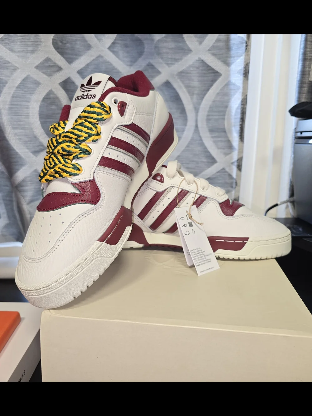 adidas White and Burgundy Low-Top Sneakers
